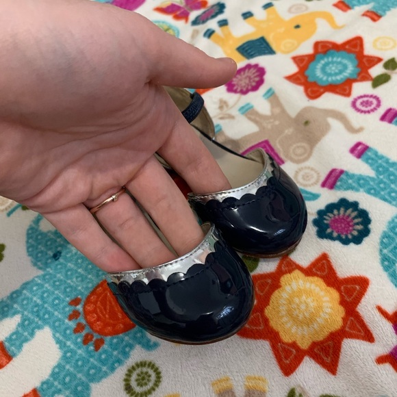 Janie and Jack dress flats in navy and silver - Picture 3 of 5